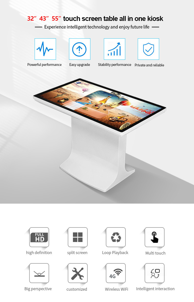 32" All In One Floor Standing LCD Display Interactive Touch Screen Information Kiosk