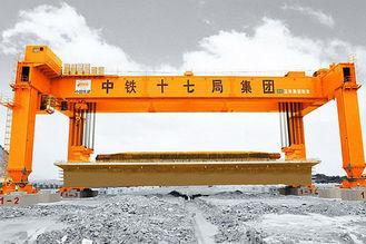 Rubber Tyred Rail Double Girder Gantry Crane For Railway Construction Yello Blue