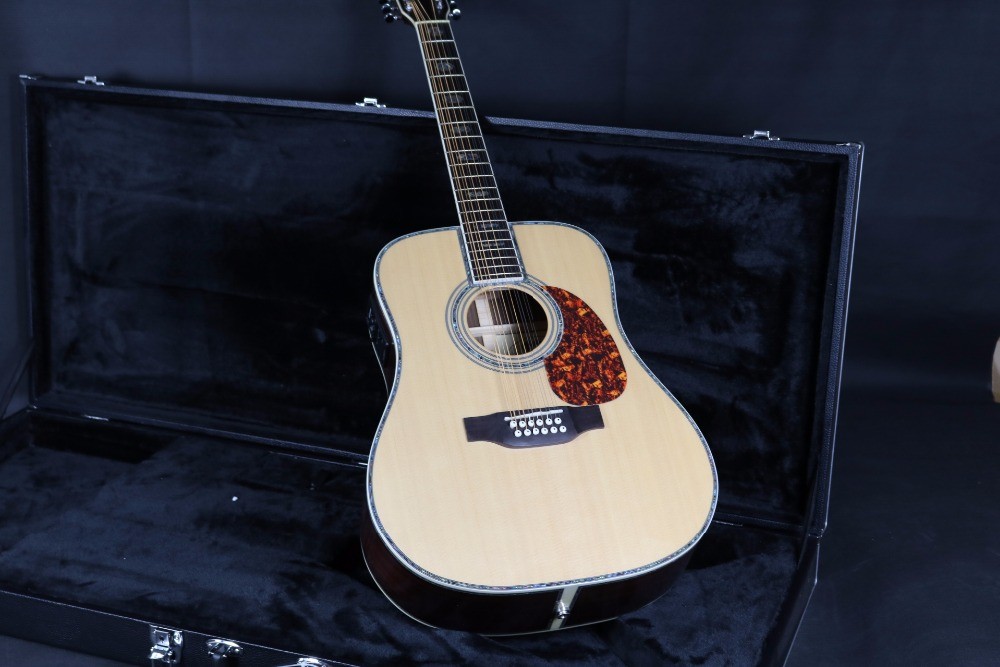 41'' D45D 12 Strings Electric Acoustic Guitar Fishman EQ Solid Spruce Top Mahogany Neck