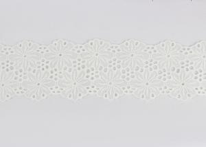 China Beige Stretch Cotton Embroidered Lace Trim For Sewing Decoration DIY Wedding Dress on sale