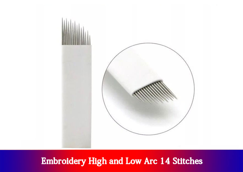 Disposable Semi Permanent Makeup Eyebrow Tattoo Needle 14-pin High-low Arc Fog Eyebrow Needle Non-toxic ,Easy to Color