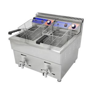 Wholesale 220V Double-tank Gas Deep Fryer Machine for Fast Food Restaurant Stainless Steel Chicken Fryer from china suppliers