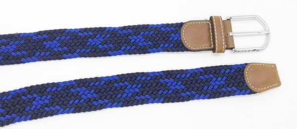 Double Color Braided Mens Elastic Stretch Belts 3.5cm Width Nickel Buckle For Jeans