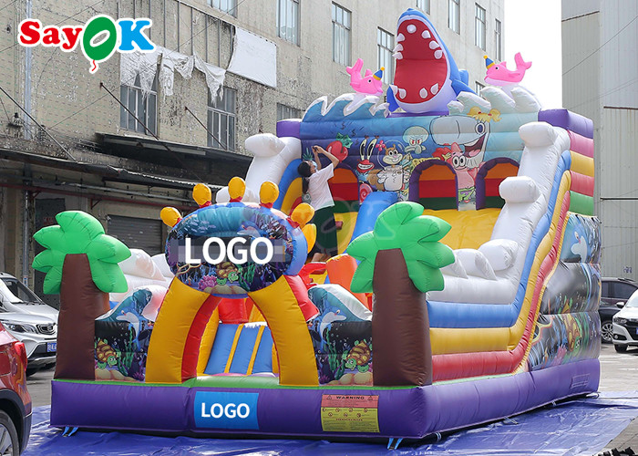 Commercial Inflatable Slide Cartoon Pvc Inflatable Bouncer Slide Children Bounce Castle Fun Slide Obstacle Course