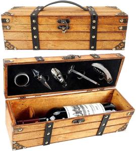 Wholesale Embossing Wooden Wine Box Leatherette Straps Handmade Wooden Wine Glass Box from china suppliers