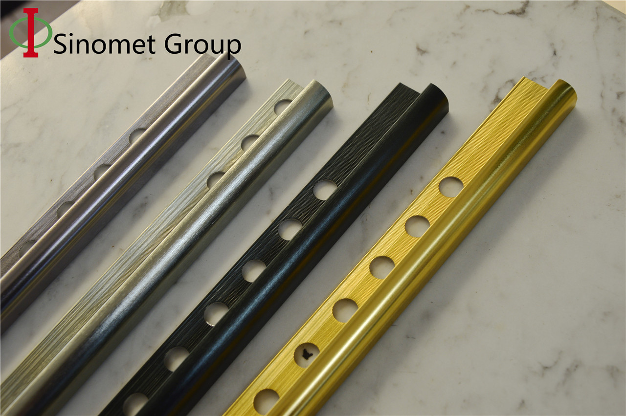 Metal Material Aluminum Tile Trim Customized For Wall Corner Edge Floor Transition