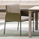 Black Brown Saddle Minimalist Leather Dining Chair Metal Frame Side Chair Modern
