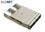 UL RoHS QSFP28 Cage 2 Ports In One Row Silver Color Aluminum Heat Sink
