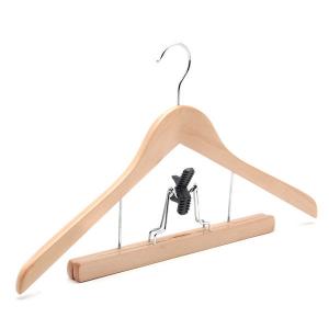 Wholesale Multi function  Luxury wood suit hangers with pant hanger natural wood clothes hanger from china suppliers
