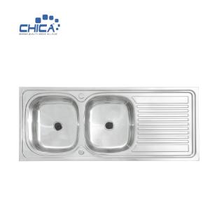 Wholesale CH12050B Topmount Kitchen Sink Double Bowl Kitchen Sink Stainless Steel Press Kitchen Sinks from china suppliers