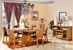 modern round solid wood marble top dining table set