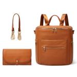 OEM ODM Travel PU Leather Backpack Diaper Bags 31*18*33cm