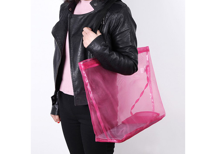 Waterproof Polyester Shopping Bag , Mesh Tote Bags High Performance With Mesh Pouch