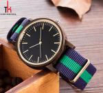 DW Nylon Strap Wood Watch For Her Sandalwood Case Metal Dial Unisex Ebony