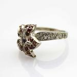Women Jewelry Flower Design Sterling Silver Pave Blue Cubic Zirconia Ring (S