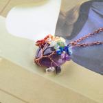 Unisex Green Aventurine Chakra Healing Crystal Necklace Chakra Stone Pendant