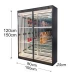 2024 Luxury Wooden LED Light Neon Mirror Display Case for Wall Mounted Wine