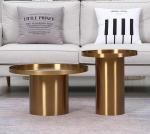 Modern Style Brass accent Stainless Steel Frame Round Coffee Table Side table