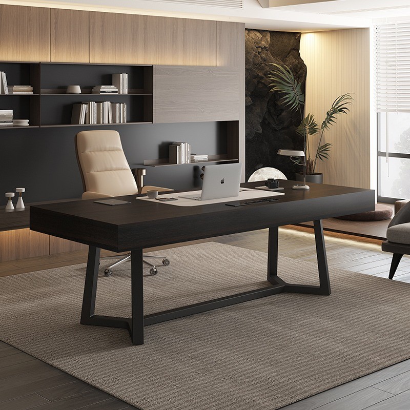 Modern Black Y Legs Solid Wood Office Desk For Star Hotel Rooms