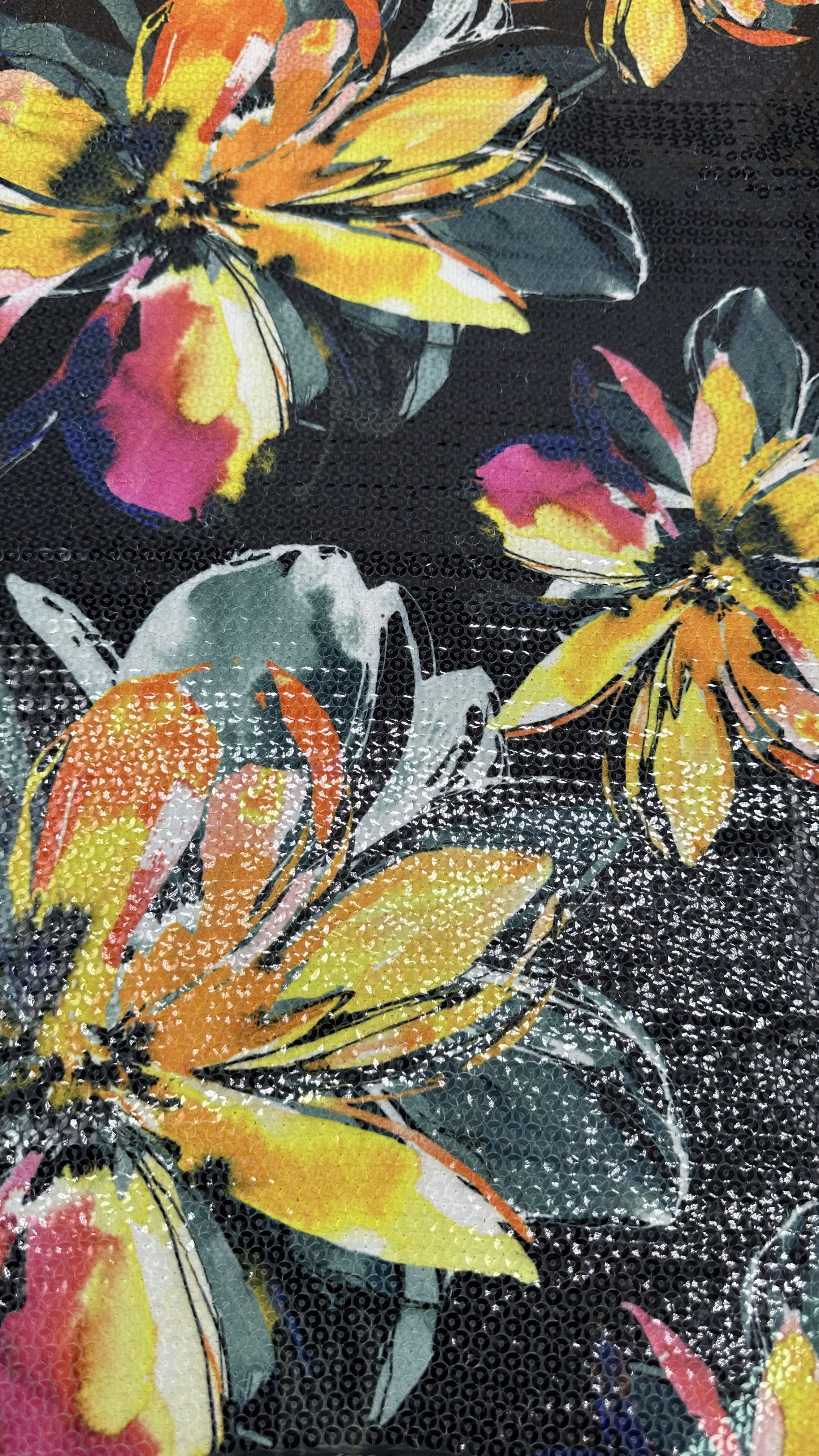 3D Floral Sequin Embroidery Fabric For Birthday Party Dress