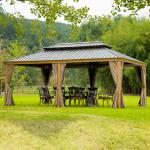 Outdoor Hardtop Gazebos Galvanized Steel Metal Double Roof Aluminum Gazebo
