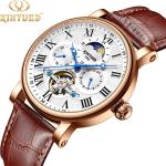 Pin Buckle Mens Mechanical Watches Soft Genuine Leather Band