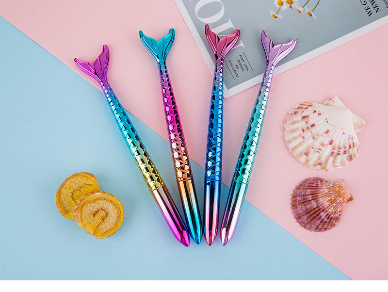 Colorful Gradient Mermaid Neutral Pen 0.5mm UV Electroplated Girl's Heart Gel Pen