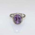 Women Jewelry 925 Silver Ring with Oval Dome Amethyst Cubic Zircon (R195)