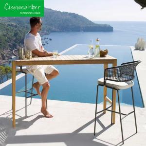 Wholesale Outdoor Garden Aluminum Frame Rattan Bar Stool Chair for Hotel Courtyard Patio Furniture from china suppliers
