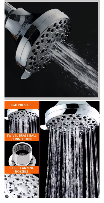 Chrome Finished Multi-Function Shower Head For High Pressure Water Saving In Bathroom