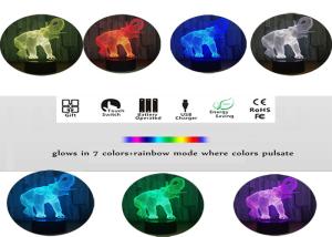Wholesale 3D Elephant Lamps for Boys Night Light Gifts Bedroom Elephant Gift 7 Colors from china suppliers