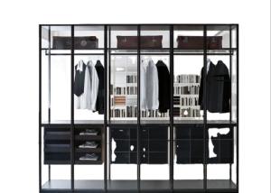 Wholesale DTC Aluminium Glass Sliding Glass Door Wardrobe With Wood Drawers And Hanger from china suppliers