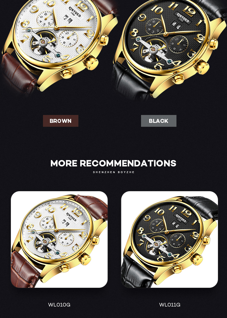 KINYUED New Wrist Sport Watch Waterproof Tourbillon Skeleton Watch Watches Men Luxury Brand Automatic Top