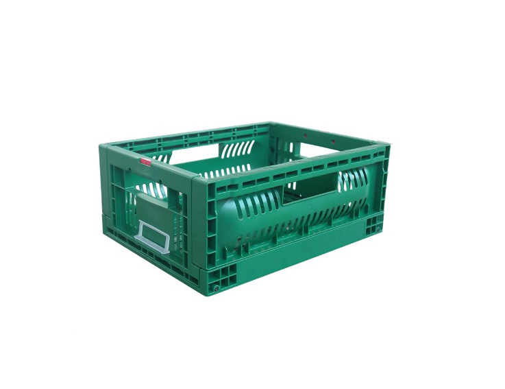 Foldable 400*300*38mm Reusable Virgin PP Storage Collapsible Plastic Vegetable Crate