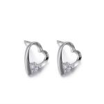 Inner Heart 925 Silver CZ Earrings 3.22g Engagement Wedding