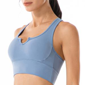 Wholesale Women V Neck Nylon Sports Bras With Removable Pads Quick Drying from china suppliers
