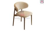 Bowed Back Leather Upholstered Dining Chair With Ash Wood Frame