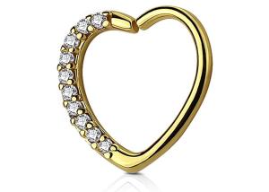 Wholesale Classic 14k Gold Cartilage Hoop Earring , Heart Shape 16G Diamond Cartilage Earring from china suppliers