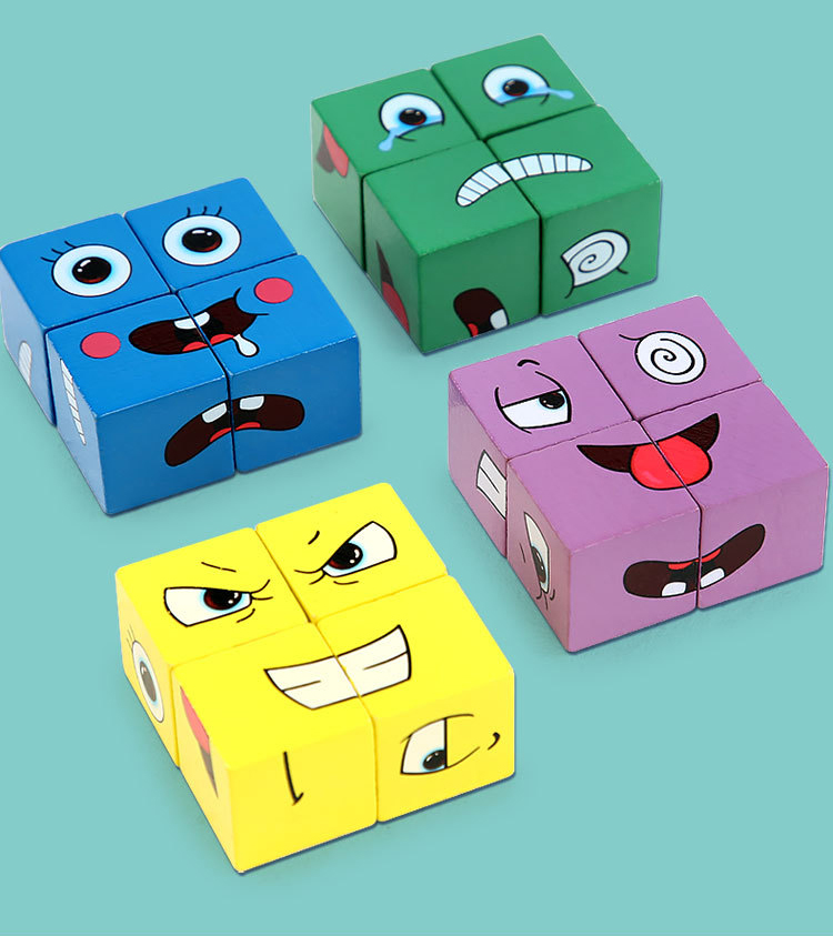Children Baby Developmental Toys 3D Face Changing Building Blocks