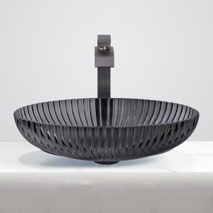 Wholesale Transparent Black Glass Vessel Basins With Pop Up Drain 1.77 Inch Size Bathroom Cabinet Sink from china suppliers