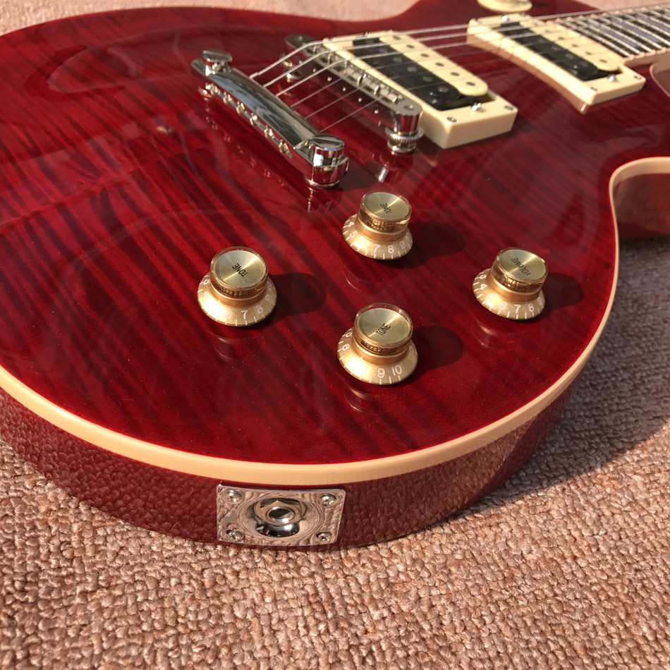 New standard LP slash electric guitar, Flame Maple Top, frets cream binding, one piece of neck & body, Tune-o-Matic brid