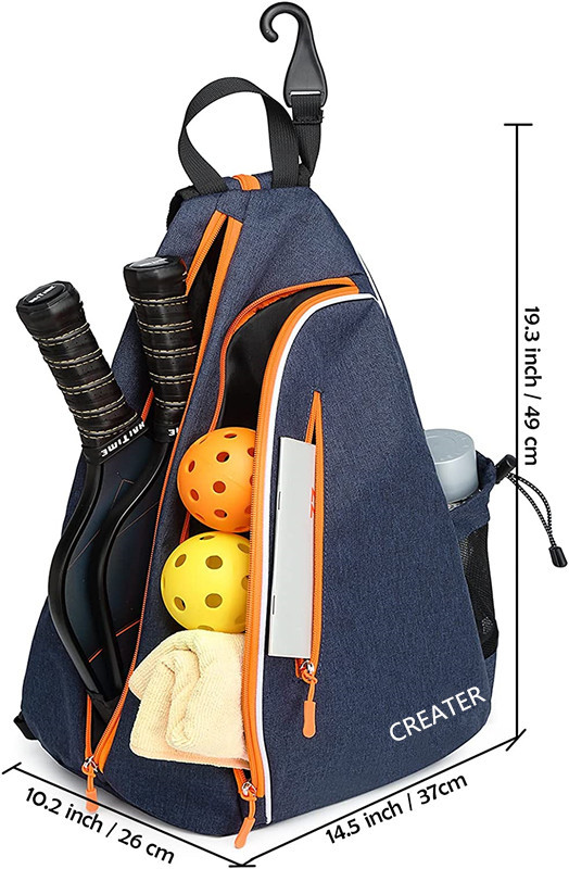 Orange Pickleball Racket Bag Anti Theft Crossbody Sling Bag Waterproof With Fence Hook