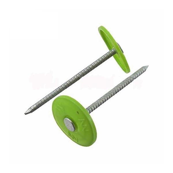 Green 1" Round Head Plastic Cap Roofing Nails For Industrial And Construction