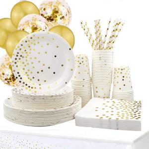 Wholesale Birthday Party 100 Biodegradable Bronzing Dots Disposable Dishware from china suppliers