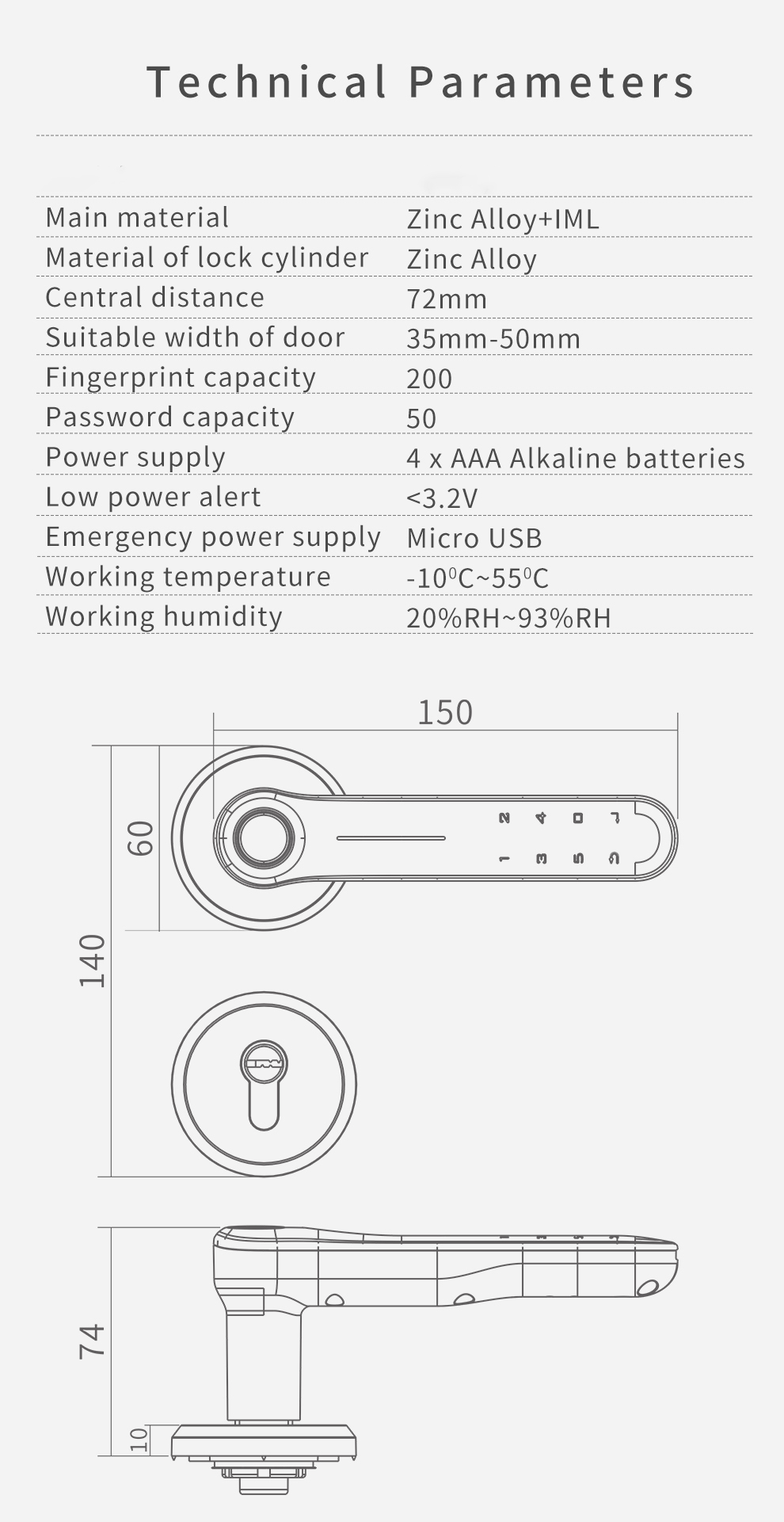 200 Fingerprint Intelligent Door Lock Tuya Bluetooth Deadbolt