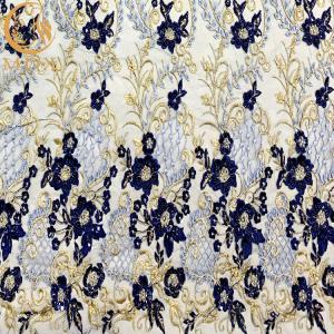 Wholesale ODM Blue 3D Embroidery Applique Lace Fabric For Fashion Show Dresses from china suppliers