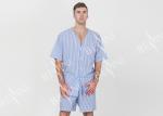 Polycotton Yarn Dyed Mens Striped Pajamas / Mens Summer Pajamas Shorts