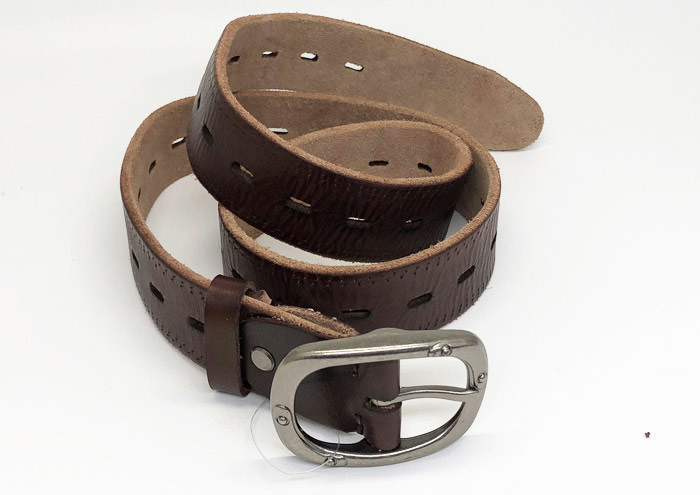 Embossed Thread Mens Casual Leather Belt 3.8cm Width