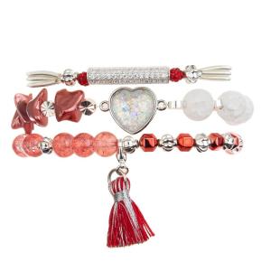 Wholesale Girls Love Heart Charm Bracelet With Mystic Glowing Red Crystal from china suppliers