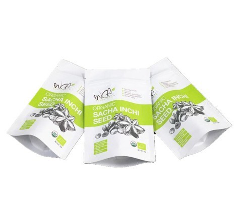 Matt plastic organic resealable sacha inchi seed stand up k pouch